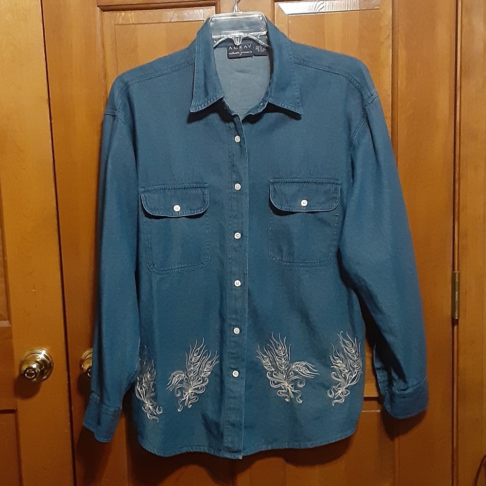 AMRAV Authentic Jean Wear Vintage Embroidered Denim Top